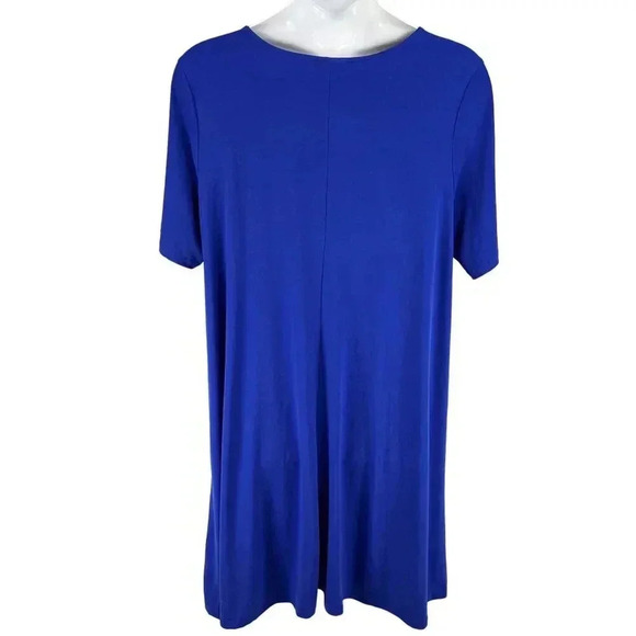 Susan Graver Womens 3X Midi Blue Liquid Knit Jersey Shift Dress Vacation Hiking - Picture 2 of 15